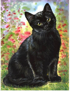 Black Cat and Flowers - 5D Diamond Painting - 5D Diamond Painting - DIY Kits