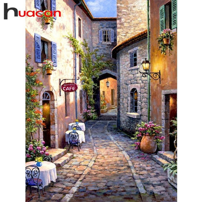 Huacan 5D Diamond Painting Full Square Drill Scenery Diamond Embroidery Sale Town Handmade Wall Decor Scenery Mosaic Crystal - 5D Diamond Painting - DIY Kits